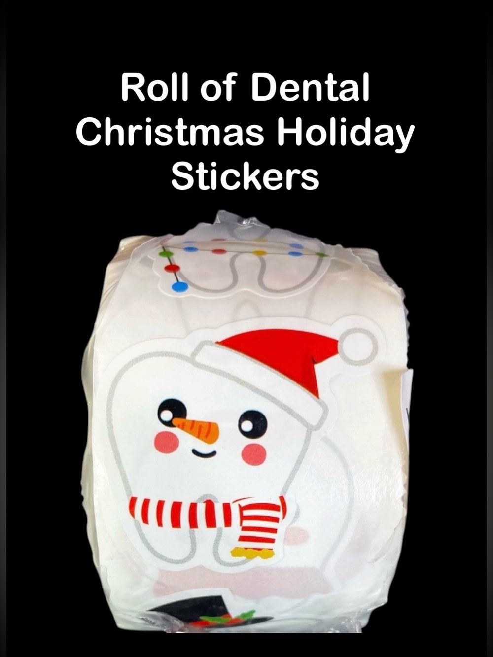 Teeth Dental Holiday Christmas Stickers One Roll 1.5 x 1.25 DDS DMD Patient NEW